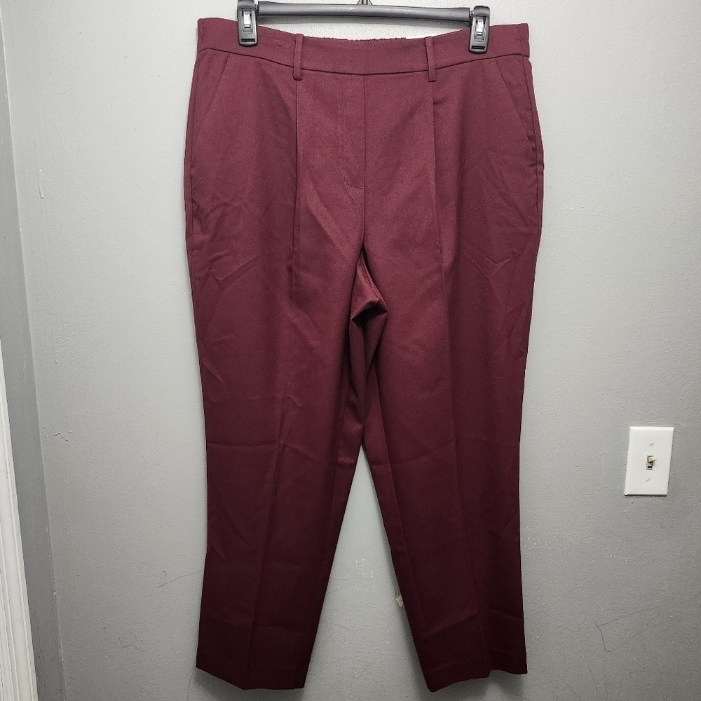 Croft and barrow women's tapered mid rise pants size XL red elastic wais…